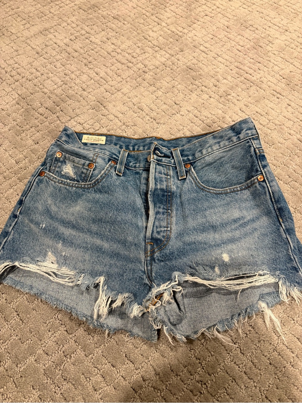 Levi's Light Blue Distressed Denim Cutoff Shorts